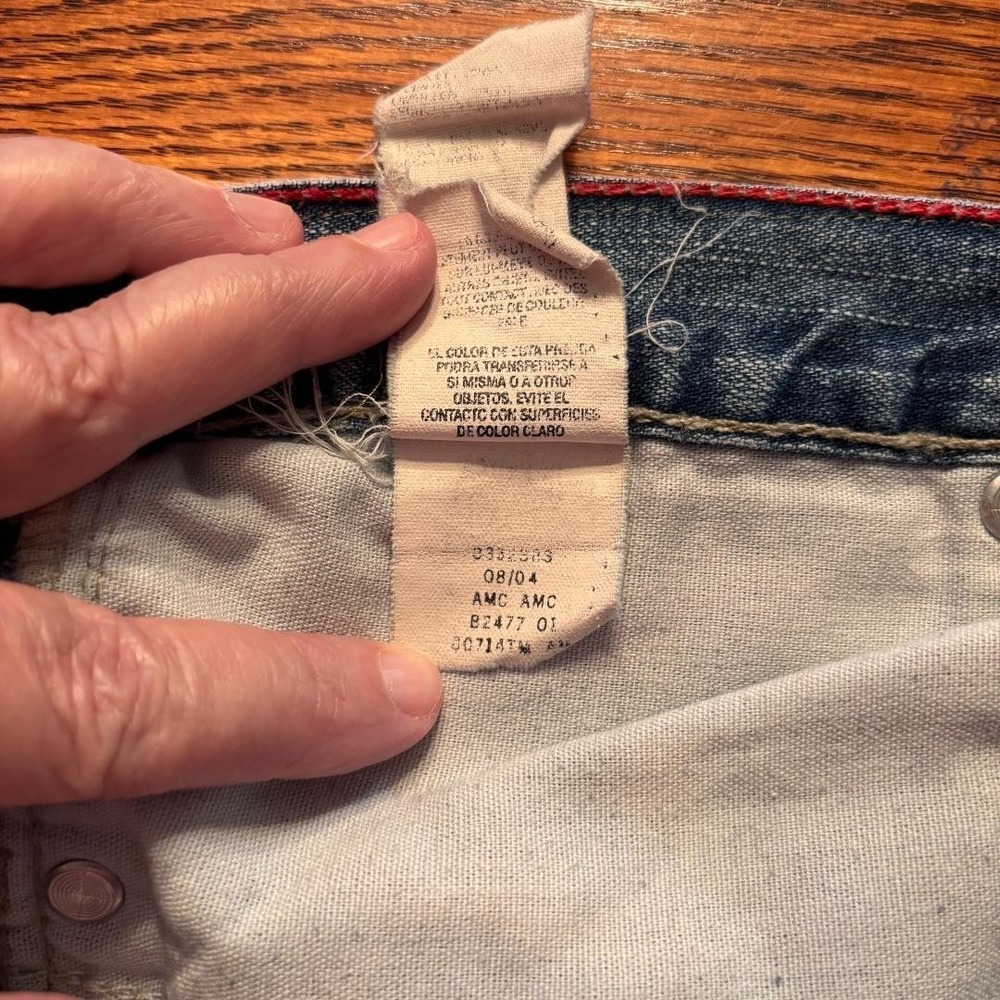 Vintage Upcycled Tommy Hilfiger‎ Flare Jeans Womens Size14R Cardinals Christmas - Picture 7 of 11